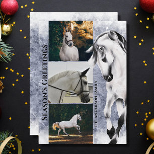 Cartes Pour Fêtes Annuelles Cheval blanc 3 PHOTO Vœux de Noël