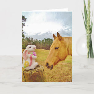 Cartes Pour Fêtes Annuelles Cheval blanc de lapin et de jaune
