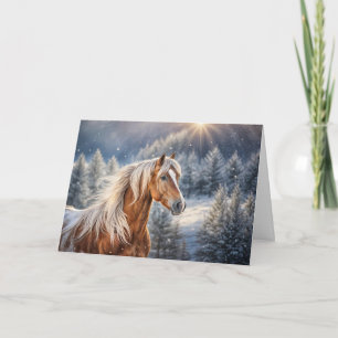 Cartes Pour Fêtes Annuelles Cheval dans la neige Belles saisons de Noël