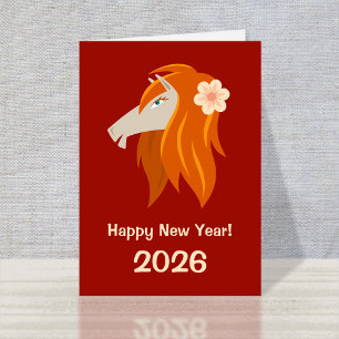 Cartes Pour Fêtes Annuelles Cheval de feu chinois du Nouvel An 2026 Zodiac