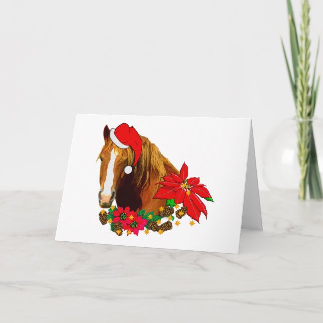 Cartes Pour Fêtes Annuelles Cheval de Noël (Devant)