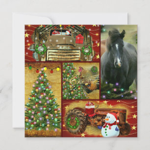 Cartes Pour Fêtes Annuelles Cheval de Noël Frosty Camion Vintage
