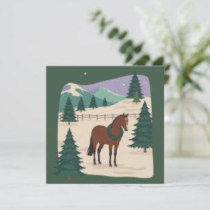 Cartes Pour Fêtes Annuelles Cheval de Noël vintage années 90 Style Rétro Arbre
