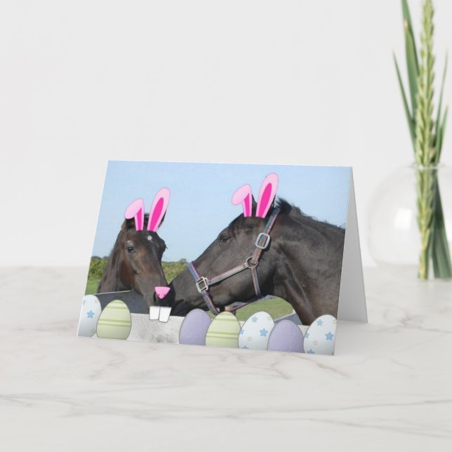 Cartes Pour Fêtes Annuelles Cheval de Pâques et Pony (Devant)