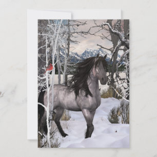 Cartes Pour Fêtes Annuelles Cheval des Vœux d'Hiver 2024