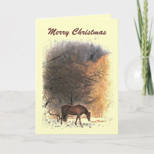 Cartes Pour Fêtes Annuelles Cheval en Noël d'hiver
