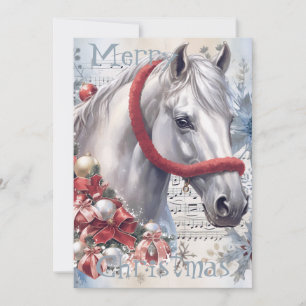 Cartes Pour Fêtes Annuelles Cheval hiver Aquarelle de Noël