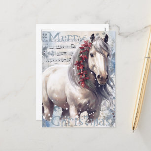 Cartes Pour Fêtes Annuelles Cheval hiver Aquarelle de Noël