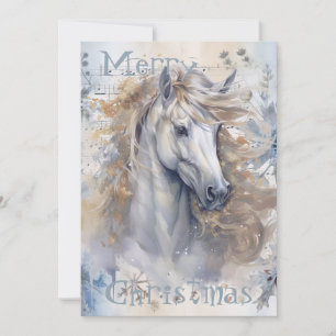 Cartes Pour Fêtes Annuelles Cheval hiver Aquarelle de Noël