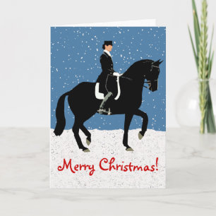 Cartes Pour Fêtes Annuelles Cheval neige et neige Noël