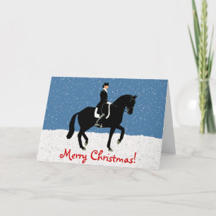 Cartes Pour Fêtes Annuelles Cheval neige et neige Noël