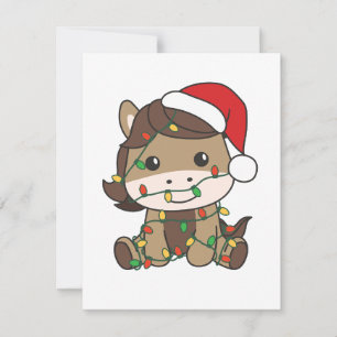 Cartes Pour Fêtes Annuelles Cheval Noël Animaux d'hiver Chevaux de vacances