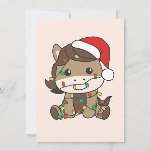 Cartes Pour Fêtes Annuelles Cheval Noël Animaux d'hiver Chevaux de vacances