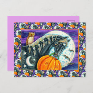 CARTES POUR FÊTES ANNUELLES CHEVAL NOIR, OWL, HALLOWEEN SKULLS JACK-O'-LANTERN