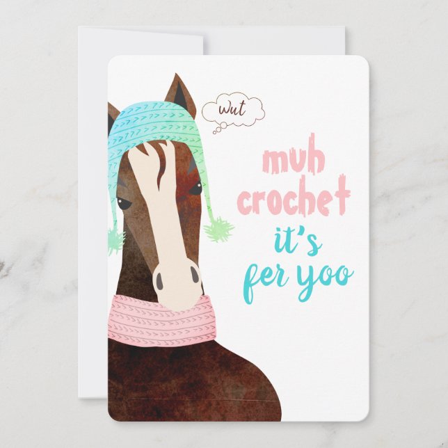 Cartes Pour Fêtes Annuelles Cheval tricot crochet casquette de Noël écharpe (Devant)