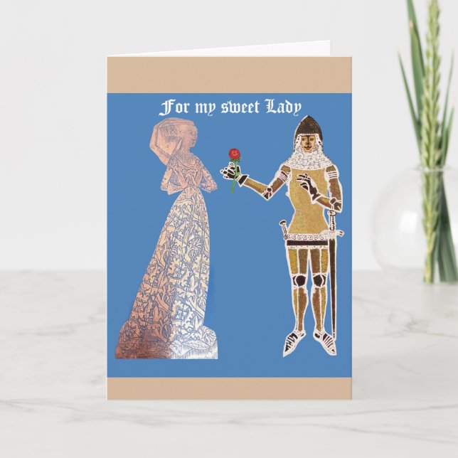 Cartes Pour Fêtes Annuelles Chevalier et dame romance du rose (Devant)