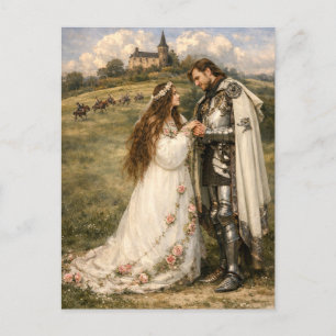 Cartes Pour Fêtes Annuelles Chevalier médiéval, château et princesse