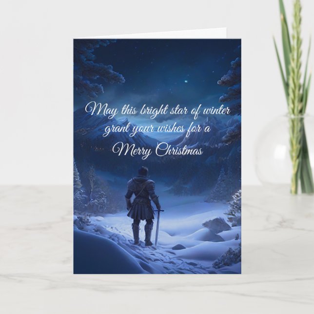Cartes Pour Fêtes Annuelles Chevalier Pensif de la Wonderland d'hiver Noël (Devant)