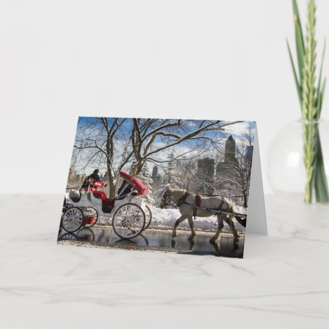 Cartes Pour Fêtes Annuelles Chevaux de chariot de Central Park (Devant)
