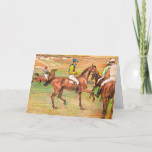 Cartes Pour Fêtes Annuelles Chevaux de course, célèbre peinture d'Edgar Degas