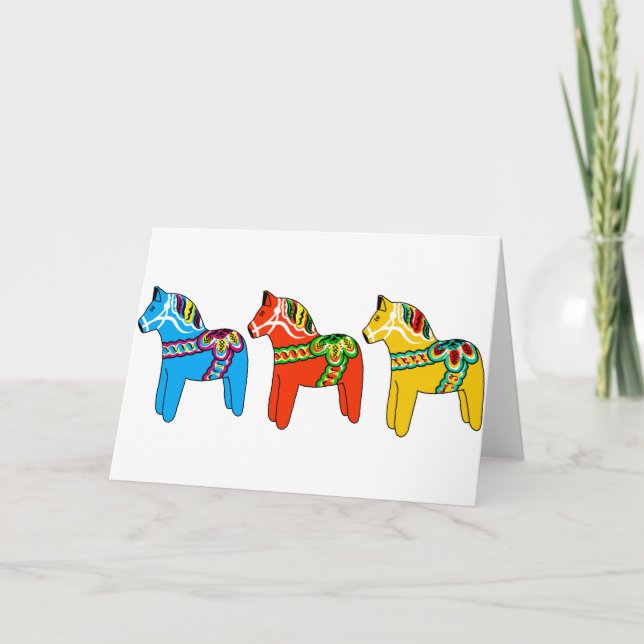 Cartes Pour Fêtes Annuelles Chevaux de Dala suédois (Devant)