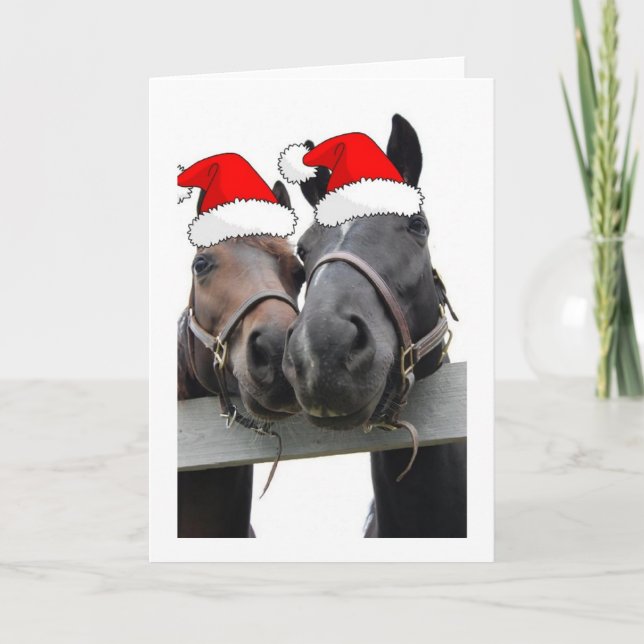 Cartes Pour Fêtes Annuelles Chevaux de Noël (Devant)