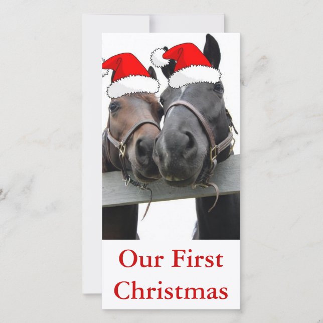 Cartes Pour Fêtes Annuelles Chevaux de Noël (Devant)