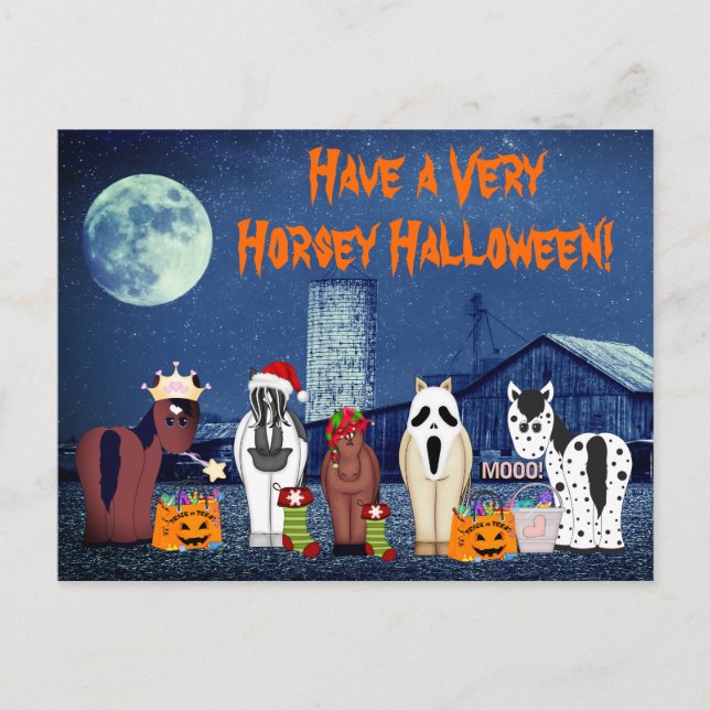 Cartes Pour Fêtes Annuelles Chevaux mignons en costumes Cheval Halloween Horse (Devant)