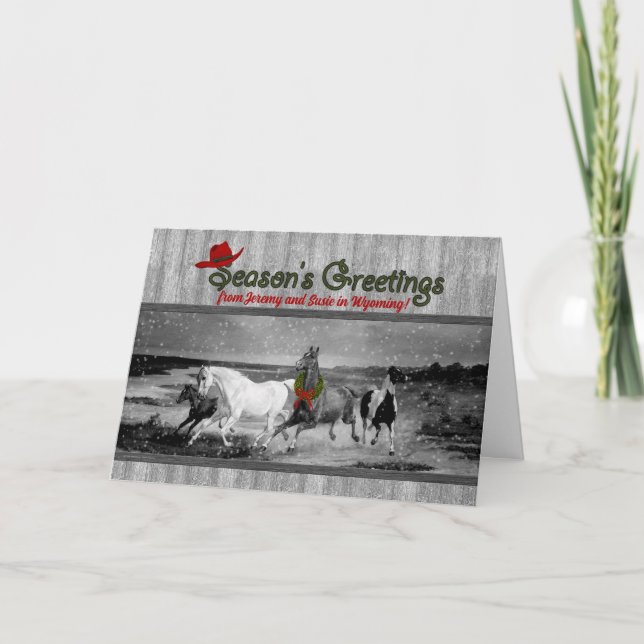 Cartes Pour Fêtes Annuelles Chevaux sauvages Occident Thème personnalisé Noël (Devant)
