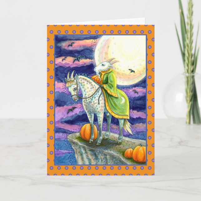 CARTES POUR FÊTES ANNUELLES CHÈVE-DÉMON, IMAGINAIRE À BOUTEILLE HALLOWEEN SÛR (Devant)