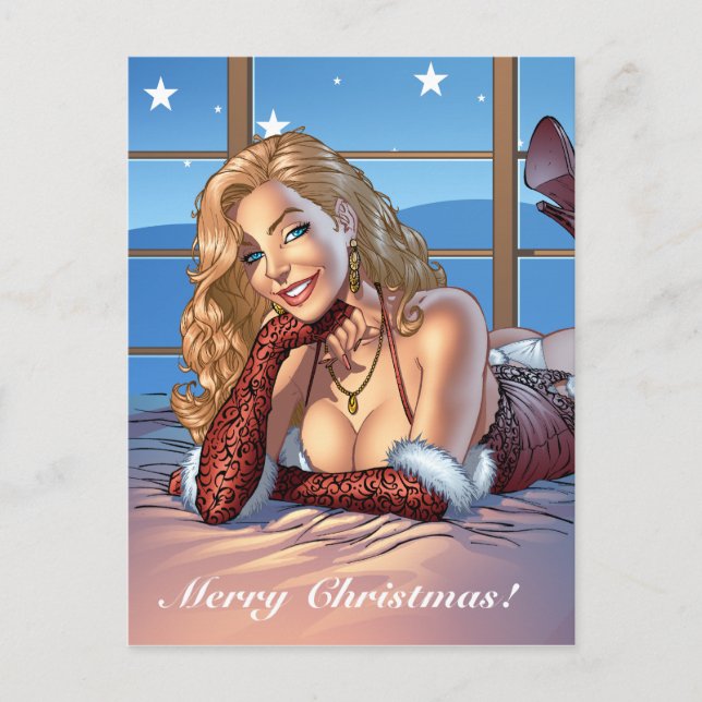 Cartes Pour Fêtes Annuelles Cheveux blond, Illustration de beauté bleu teint - (Devant)