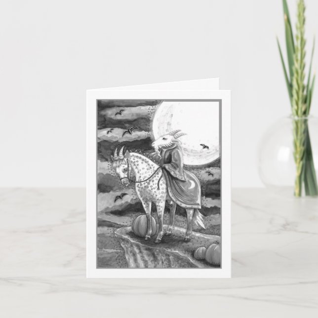 CARTES POUR FÊTES ANNUELLES CHÈVRE DÉMON, VRAIMENT PIED STEED HALLOWEEN GOTH B (Devant)