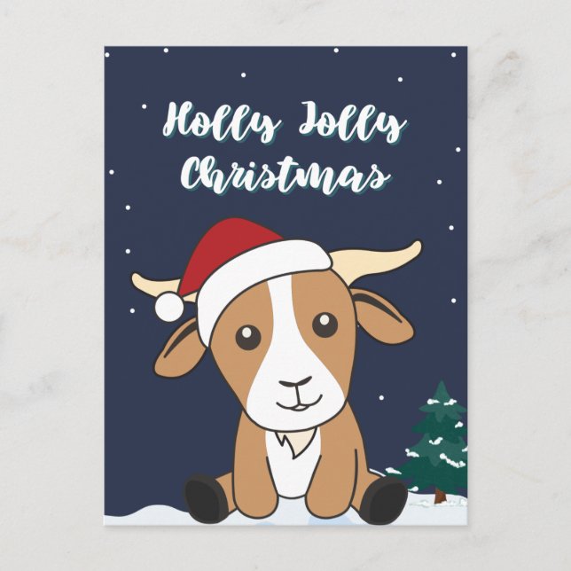 Cartes Pour Fêtes Annuelles Chèvre Noël Chèvres Animaux d'hiver Vacances Postc (Devant)