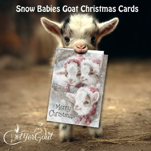 Cartes Pour Fêtes Annuelles Chèvres mignonnes - Bébés de neige 11 Noël
