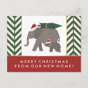Cartes Pour Fêtes Annuelles Chevron Christmas Elephant Pair New Address