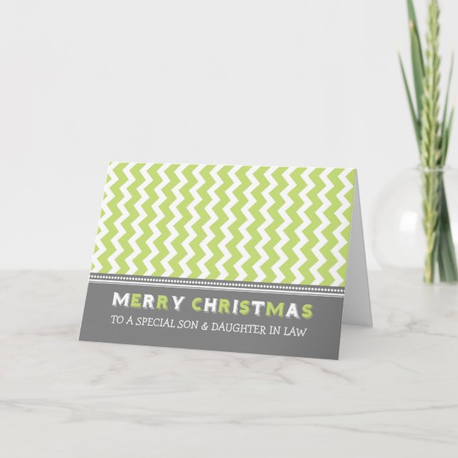 Cartes Pour Fêtes Annuelles Chevron Son & Fille en droit Joyeux Noël (Devant)