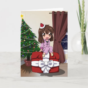 Cartes Pour Fêtes Annuelles Chibi Anime Noël - blanc