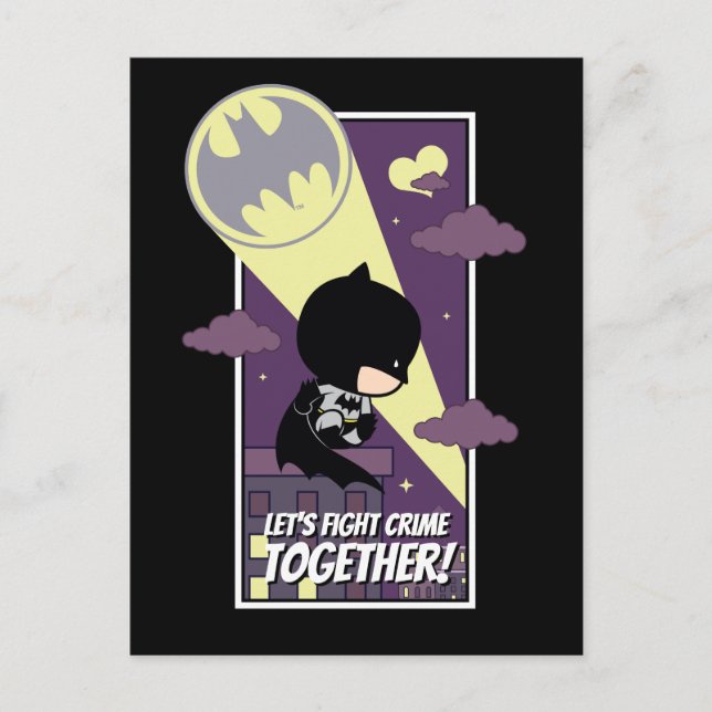 Cartes Pour Fêtes Annuelles Chibi Batman - Combattons la criminalité ensemble (Devant)