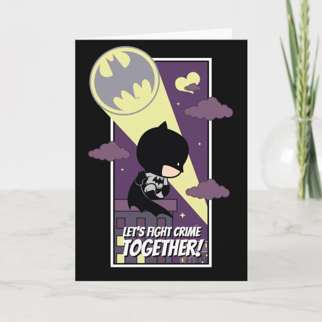 Cartes Pour Fêtes Annuelles Chibi Batman : Luttons ensemble contre la criminal (Devant)