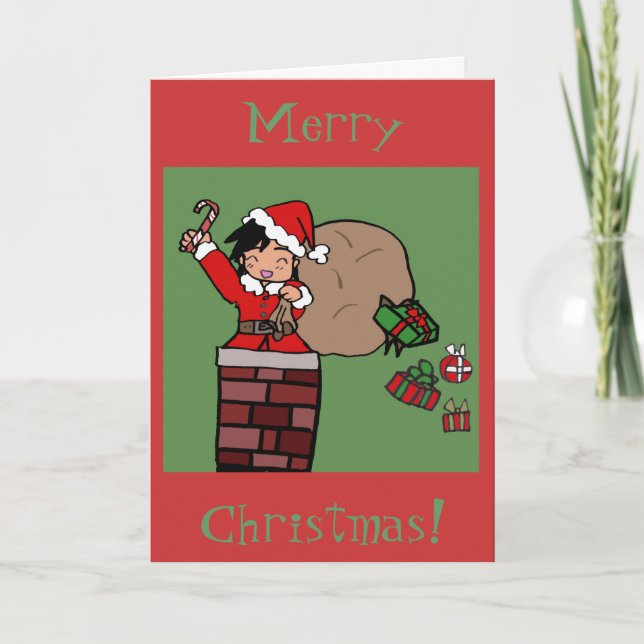 Cartes Pour Fêtes Annuelles Chibi de Noël (Devant)