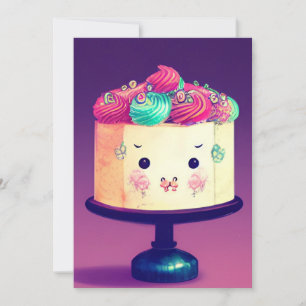 Cartes Pour Fêtes Annuelles Chibi gâteau d'anniversaire framboise pistache crè