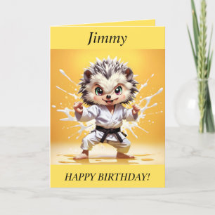 Cartes Pour Fêtes Annuelles Chibi Hedgehog faisant Karate Birthday Card