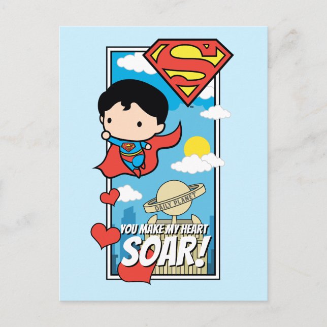 Cartes Pour Fêtes Annuelles Chibi Superman - Tu Fais Tourner Mon Coeur Valenti (Devant)