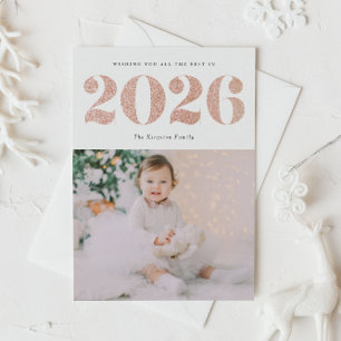 Cartes Pour Fêtes Annuelles Chic 2022 Rose Gold Parties scintillant Bonne anné