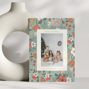 Cartes Pour Fêtes Annuelles Chic Botanique Vert Sauge Photo Verticale Personna