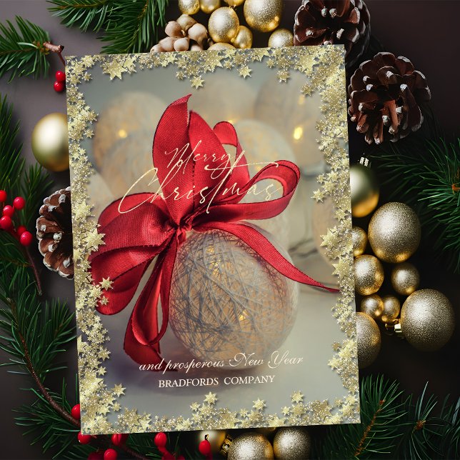 Cartes Pour Fêtes Annuelles Chic Christmas Balls Red Bow Stars Company (Créateur téléchargé)