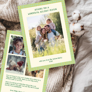 Cartes Pour Fêtes Annuelles Chic En vichy Noël Jaune Vert Personnalisé 5 Photo