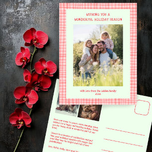 Cartes Pour Fêtes Annuelles Chic En vichy rose vert Noël Custom 3 Photo
