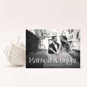 Cartes Pour Fêtes Annuelles Chic et élégant Noël marié avec photo