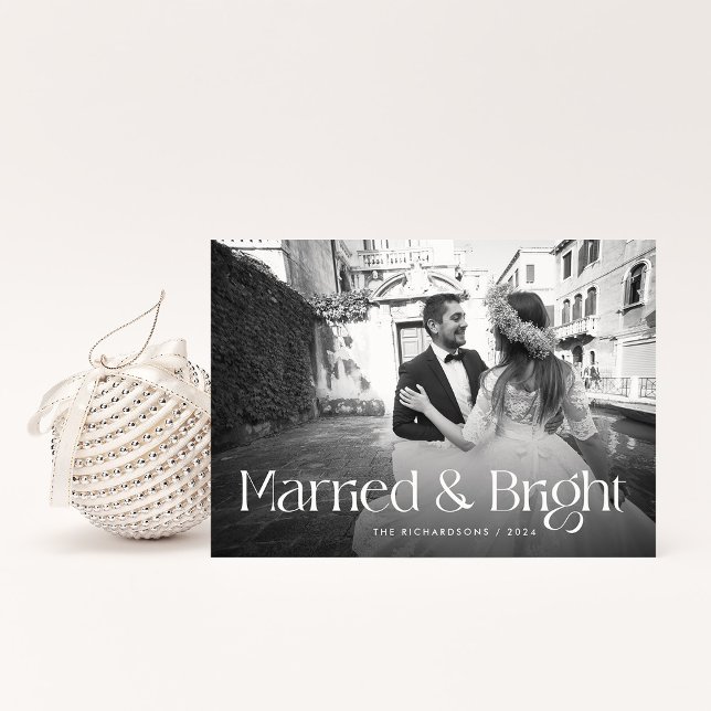 Cartes Pour Fêtes Annuelles Chic et élégant | Noël marié avec photo (Créateur téléchargé)